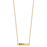 14K Yellow Gold 3 Birthstone w/ 14k Bezel Small Bar Necklace view 2