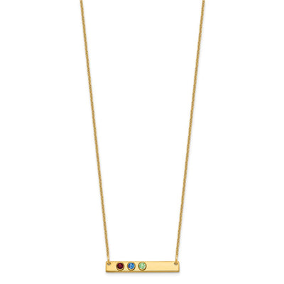 14K Yellow Gold 3 Birthstone w/ 14K Bezel Small Bar Necklace