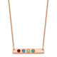 14K Rose Gold 4 Birthstone w/ 14k Bezel Small Bar Necklace