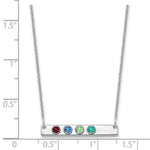 14K White Gold 4 Birthstone w/ 18k Rhodium Plated Bezels Small Bar Necklace view 3