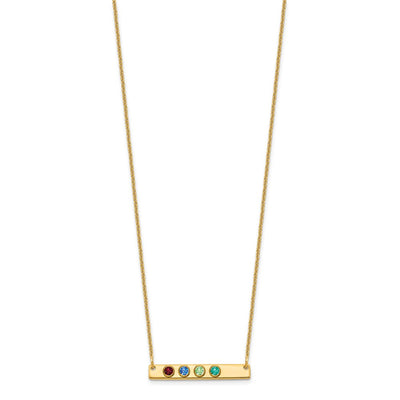14K Yellow Gold 4 Birthstone w/ 14K Bezel Small Bar Necklace