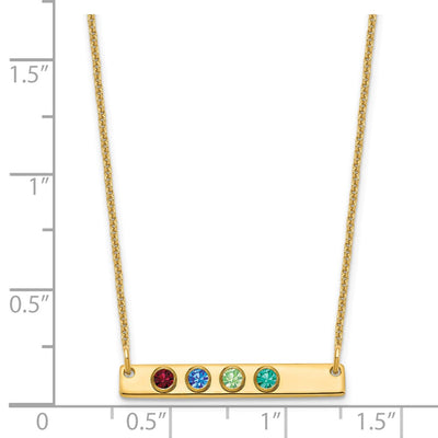 14K Yellow Gold 4 Birthstone w/ 14K Bezel Small Bar Necklace