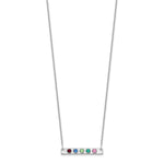 14K White Gold 5 Birthstone w/ 18k Rhodium Plated Bezels Small Bar Necklace view 2
