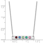 14K White Gold 5 Birthstone w/ 18k Rhodium Plated Bezels Small Bar Necklace view 3