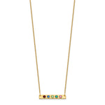 14K Yellow Gold 5 Birthstone w/ 14k Bezel Small Bar Necklace view 2