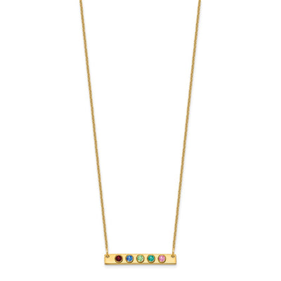 14K Yellow Gold 5 Birthstone w/ 14K Bezel Small Bar Necklace