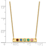 14K Yellow Gold 5 Birthstone w/ 14k Bezel Small Bar Necklace view 3