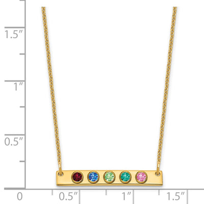 14K Yellow Gold 5 Birthstone w/ 14K Bezel Small Bar Necklace