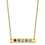 14K Yellow Gold 5 Birthstone w/ 14k Bezel Small Bar Necklace view 1
