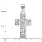 10k White Gold Large Cross Fingerprint Pendant view 3