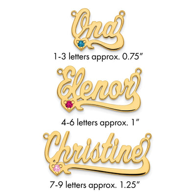 10K Yellow Gold Birthstone Heart Name Plate