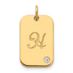 14K Yellow Gold Initial Dog Tag with Diamond Charm view