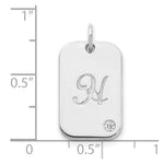 10K White Gold Initial Dog Tag with Diamond Charm view