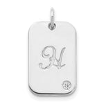 14K White Gold Initial Dog Tag with Diamond Charm view