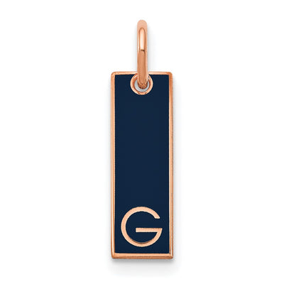 14K Rose Gold Small Epoxy Initial Bar Charm