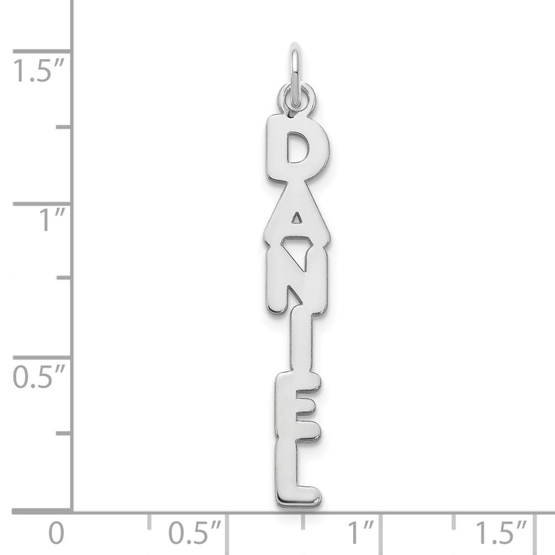 10K white gold name charm, alternate view