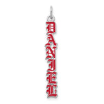 10k White Gold English Towne Font Epoxy Name Plate Charm view 1