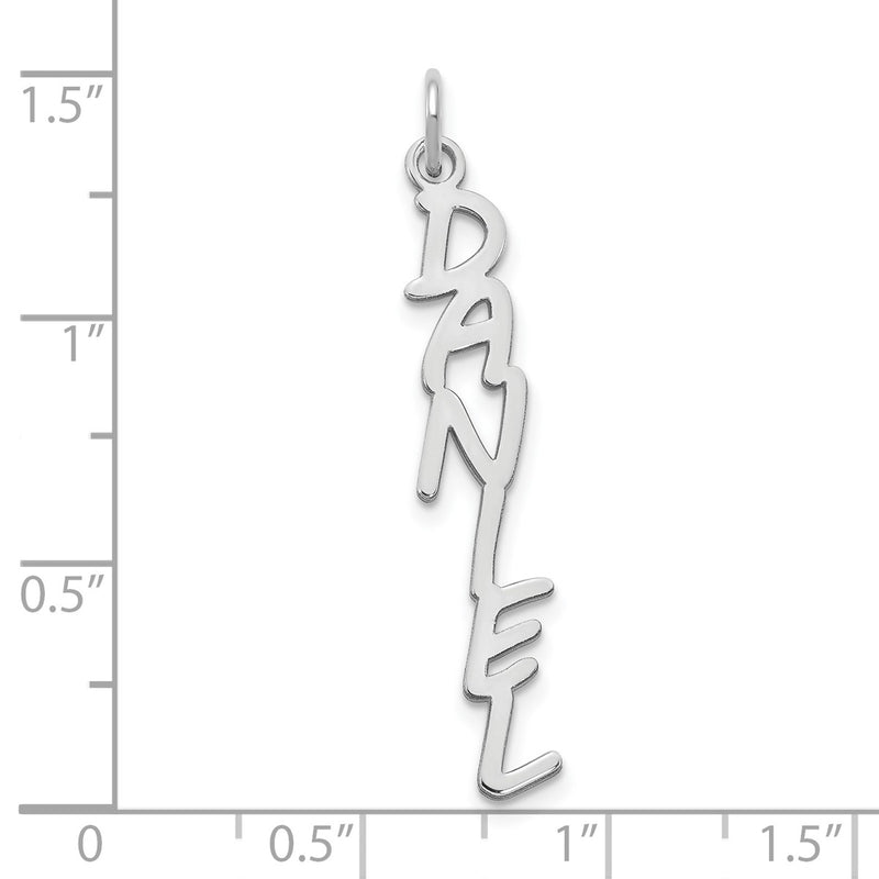 10K white gold name charm, alternate view