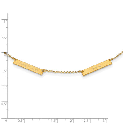 14K Yellow Gold Brushed 2 Station Necklace
