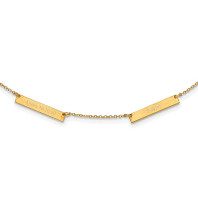 Sterling Silver/Gold-plated Brushed 2 Station Necklace