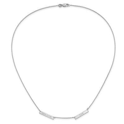 Sterling Silver/Rhodium-plated Brushed 2 Station Necklace