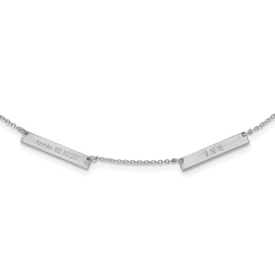 Sterling Silver/Rhodium-plated Brushed 2 Station Necklace