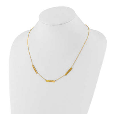 14K Yellow Gold Brushed 3 Station Necklace