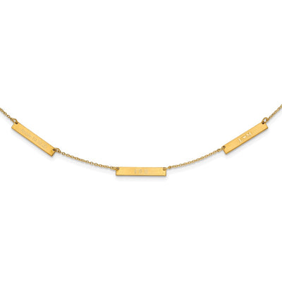 Sterling Silver/Gold-plated Brushed 3 Station Necklace