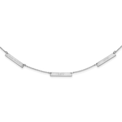 14K White Gold Brushed 3 Station Necklace