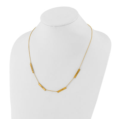 14K Yellow Gold Brushed 4 Station Necklace