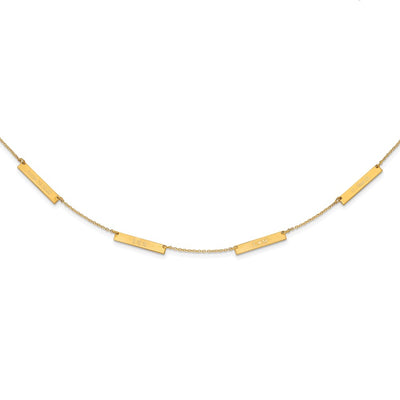 14K Yellow Gold Brushed 4 Station Necklace