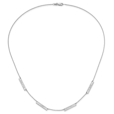14K White Gold Brushed 4 Station Necklace