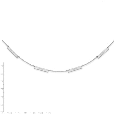 Sterling Silver/Rhodium-plated Brushed 4 Station Necklace