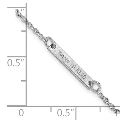 Sterling Silver/Rhodium-plated Brushed 1 Station Bracelet