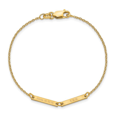 Sterling Silver/Gold-plated Brushed 2 Station Bracelet