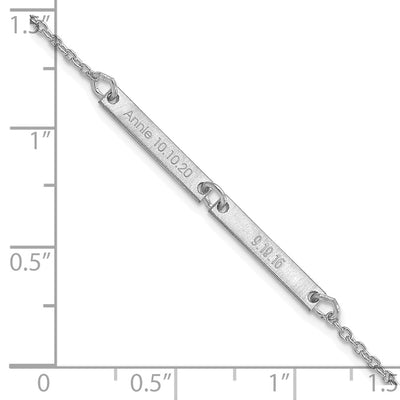 Sterling Silver/Rhodium-plated Brushed 2 Station Bracelet