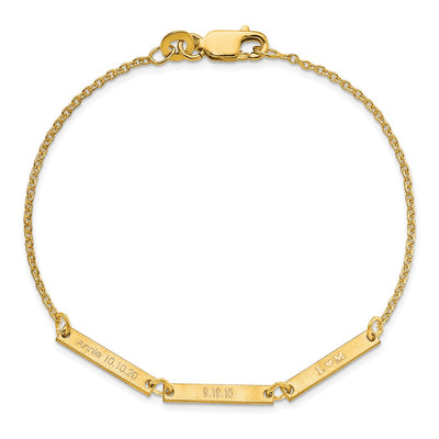 Sterling Silver/Gold-plated Brushed 3 Station Bracelet