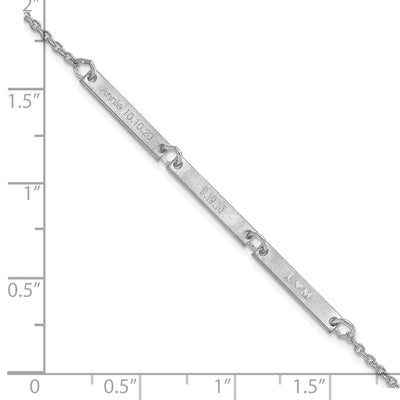 Sterling Silver/Rhodium-plated Brushed 3 Station Bracelet