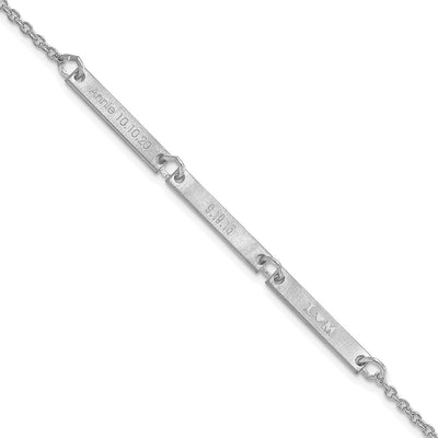 Sterling Silver/Rhodium-plated Brushed 3 Station Bracelet
