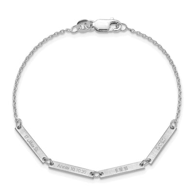 Sterling Silver/Rhodium-plated Brushed 4 Station Bracelet