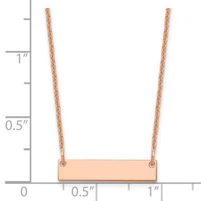 14K Rose Gold Small Blank Bar Necklace, 18 x 25mm
