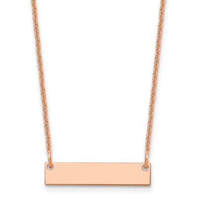 14K Rose Gold Small Blank Bar Necklace, 18 x 25mm