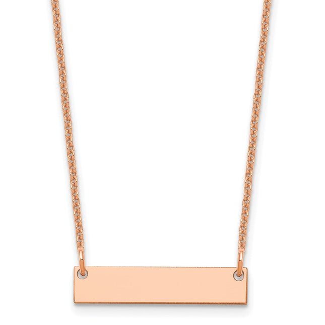 14k Rose Gold Small Blank Bar Necklace, 18 x 25mm