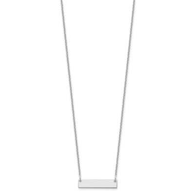 14K White Gold Small Blank Bar Necklace, 18 x 25mm