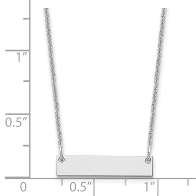 14K White Gold Small Blank Bar Necklace, 18 x 25mm