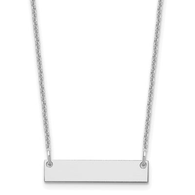 14K White Gold Small Blank Bar Necklace, 18 x 25mm