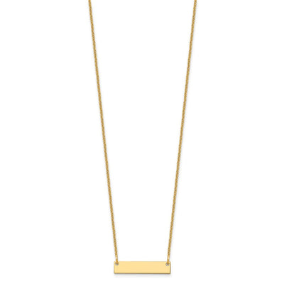 14K Yellow Gold Small Blank Bar Necklace, 18 x 25mm