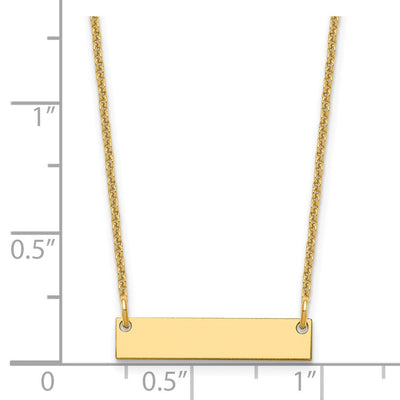 14K Yellow Gold Small Blank Bar Necklace, 18 x 25mm