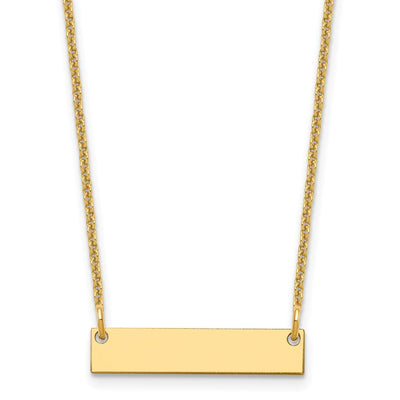 14K Yellow Gold Small Blank Bar Necklace, 18 x 25mm