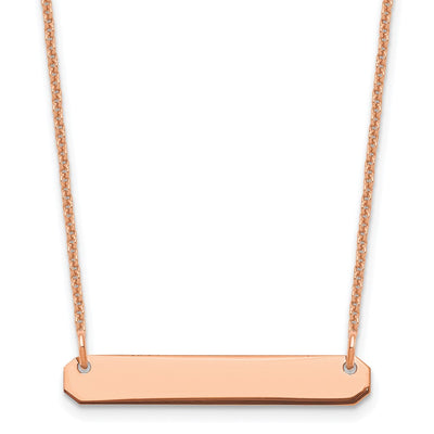 14K Rose Gold Small Blank Bar Necklace, 18 x 26mm